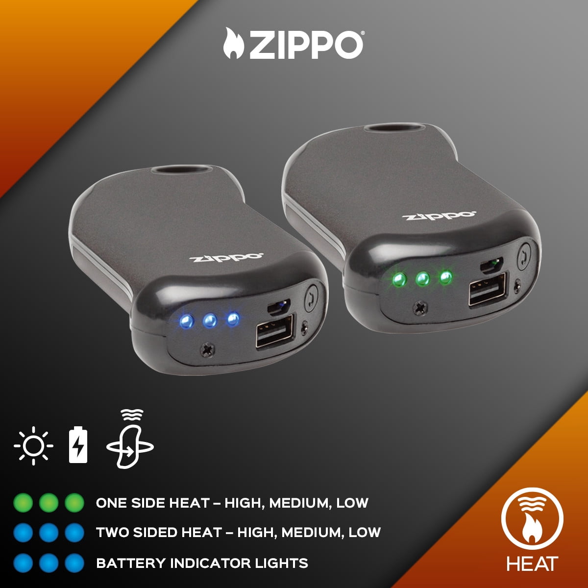 Zippo Black HeatBank 9s Rechargeable Hand Warmer