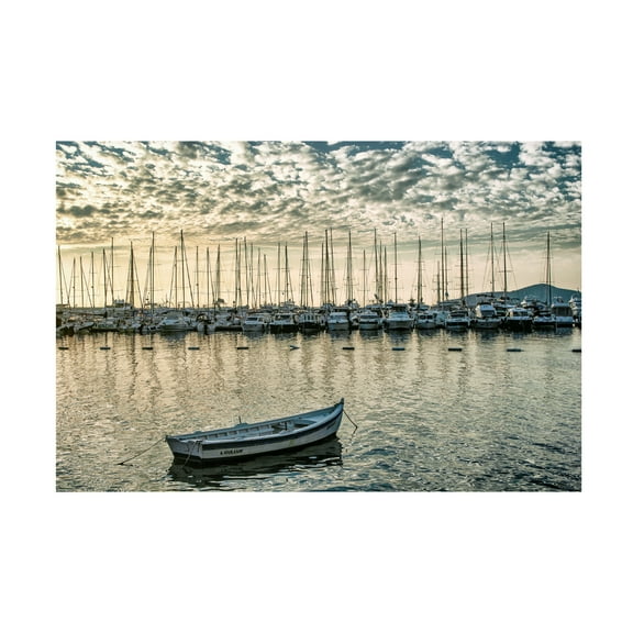 Canvas Wall Art - Yury A Melnikov 'Marina At Sunrise' Wall Art for Living Room, Bedroom, or Office Décor by Trademark Fine Art - 32 x 22 Inches