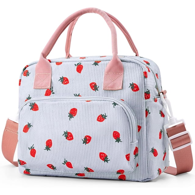 Sac à Lunch Mignon pour Femmes, Boîte à Lunch Isolée en Velours Côtelé pour le Travail, Sac à Lunch Réutilisable pour Voyage