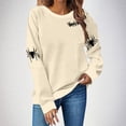 thumbnail image 2 of NMMUED Chandail en Molleton d'Halloween pour Femmes, Chemises d'Automne pour Femmes, Cadeaux d'Halloween pour Femmes, Hauts Y2k pour Femmes, Chemises d'Halloween pour Femmes, Chandails en Molleton Col Rond pour Femmes, Beige TTG, 2 of 4