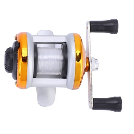 Portable Winter Ice Fishing Reel Wheel with Wire Outdoor Casting Tackle (Golden)