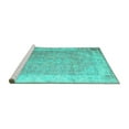 thumbnail image 2 of Ahgly Company Machine Washable Indoor Round Abstract Turquoise Blue Contemporary Area Rugs, 7' Round, 2 of 4