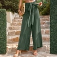 thumbnail image 6 of Boho Tiered Palazzo Pants for Women, High Rise Belted Wide Leg Trousers, Casual Spliced Loose Slacks, Summer Flowy Bottoms, 6 of 7