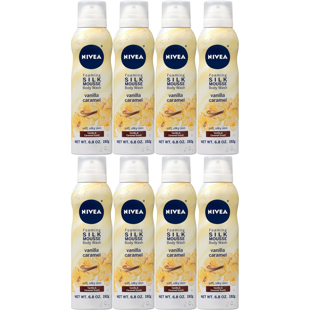 Nivea Vanilla Caramel Foaming Silk Mousse Body Wash, 6.8 Ounce (Pack of