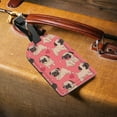 thumbnail image 3 of GZHJMY Cute Pug Dog Love Heart Dark Pink Luggage Tags 1 Piece, PU Leather Travel ID Label with Privacy Name Card Cover for Travel Bag Suitcase Decoration, 3 of 6