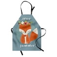 thumbnail image 1 of Hello Apron, Greetings to the Coming of Summer Season Drawing Fox Flourishing Flowers, Unisex Kitchen Bib with Adjustable Neck for Cooking Gardening, Adult Size, Multicolor, by Ambesonne, 1 of 4