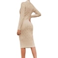 thumbnail image 3 of Autumn Winter Womens Long Sleeve Turtleneck Sweater Dresses Knitted Bodycon Midi Sheath Jumper Dresses, 3 of 4