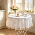 thumbnail image 6 of Linen Blend Square Tablecloth, Lace Edge Dining Table Cover, Wrinkle Resistant Washable Fabric for Everyday Kitchen Patio Wedding Decor, 6 of 6