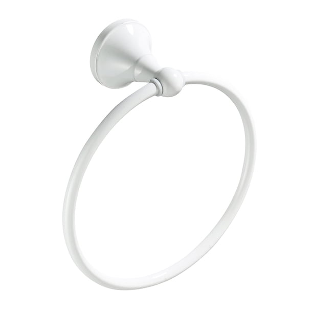 Toallero de aro redondo blanco para baño, antiguo, cepillado, con aro para colgar toallas