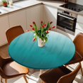thumbnail image 3 of Teal Ombre Fitted Tablecloth with Elastic Edged, Round Table Cloth for Dining Table, Contemporary Gradient Abstract Art Waterproof Oil Proof Table Cover for Indoor Outdoor 55"-60", 3 of 8