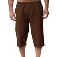 thumbnail image 1 of Pantalones de Lino Casual Suelto Cortado, Color Sólido Cordón Mezcla de Algodón para el Uso Diario, 1 of 7