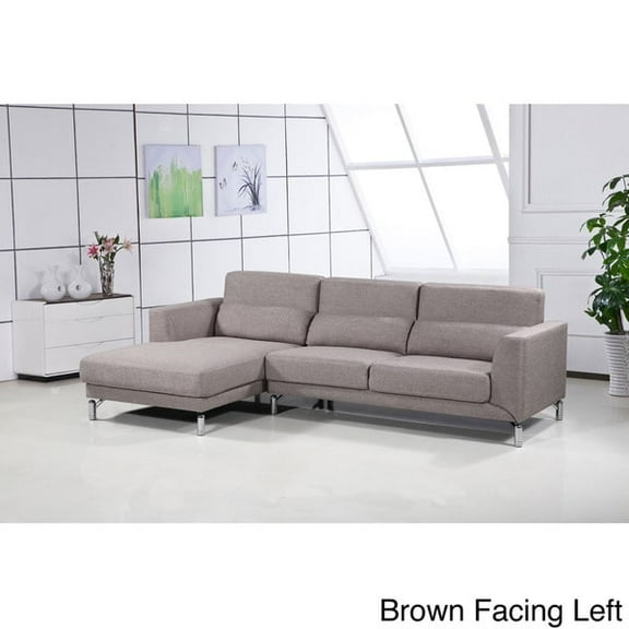 Aria Modern Fabric Upholstered 2-Pc Left Facing Sectional Sofa, Light Brown, S0061