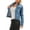 Blue, variant on Women's Denim Jackets Cropped Button Down Jean Shacket Fall Long Sleeve Classic Distressed Trucker Jacket