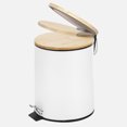 thumbnail image 2 of Linen Chest Pedal Bin With Bamboo Lid - White, 5L, 2 of 2