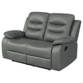 thumbnail image 6 of Coaster Nova Leather Upholstered Motion Reclining Loveseat Dark Gray, 6 of 15