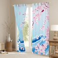 thumbnail image 3 of Manfei Modern Sakura Black Out Curtains for Girls Women, Wave Art Curtains Pack of 2 (42x63 Each), Blue Pink White, 3 of 6