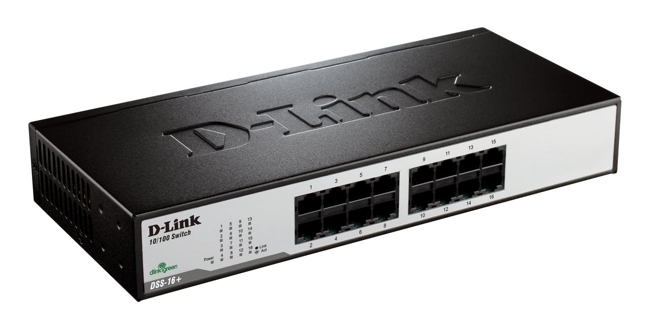 D-Link 16-Port 10/100 Unmanaged Ethernet Desktop Switch, Desktop/Rack Mountable (DSS-16+) - image 2 of 6