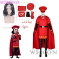 thumbnail image 2 of Disfraz de Lord Farquaad para cosplay, uniforme de anime, capa, guantes, sombrero, conjunto medieval, fiesta de Halloween, traje rojo para niños, mujeres y hombres, 2 of 5