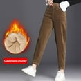 thumbnail image 3 of Pantalones De Mujer De Moda Pantalones Elásticos De Pana Cintura Alta Rectos L Marrón Sunnimix pantalones casuales altos, 3 of 8