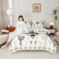 thumbnail image 4 of Homewish Vintage Mandala Aztec Queen Comforter Set for Female, Rustic Farmhouse Bedding Sets, Southwestern Cactus Reversible Bedding Comforter Set, Lightweight Room Decor, 3 Pieces, 4 of 8