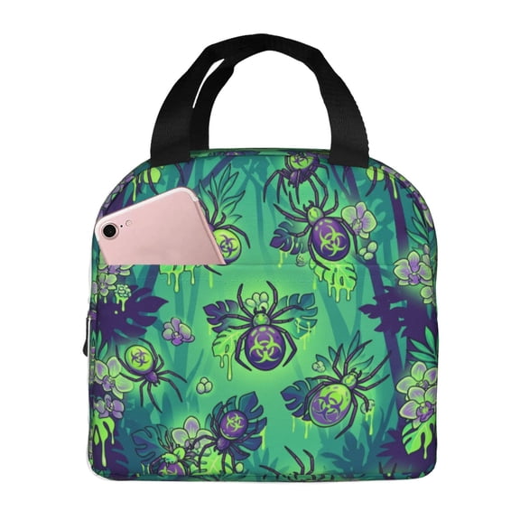 Spider Lunch Box Women Men, Portable Insulated Lunch Bag Reusable Thermal Meal Cooler Tote Organizer For Work Picnic Beach Travel