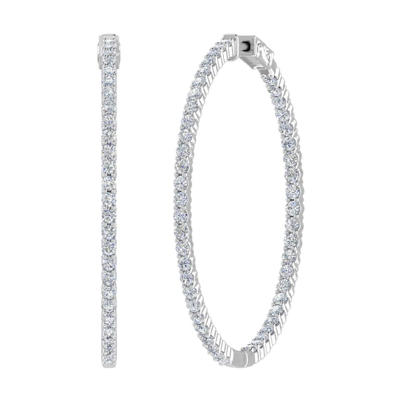 6 1/2 Carat Diamond Inside Out Hoop Earrings in 14K White Gold (SI1-SI2 Clarity)