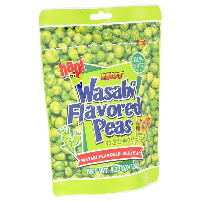 Hapi Snacks Hot Wasabi Flavored Green Peas, 4.23 oz Pouch