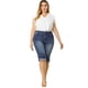 thumbnail image 3 of Jeans Capri Plus Size Agnes Orinda Ripped Casual Chambray Denim Blue 2X, 3 of 7