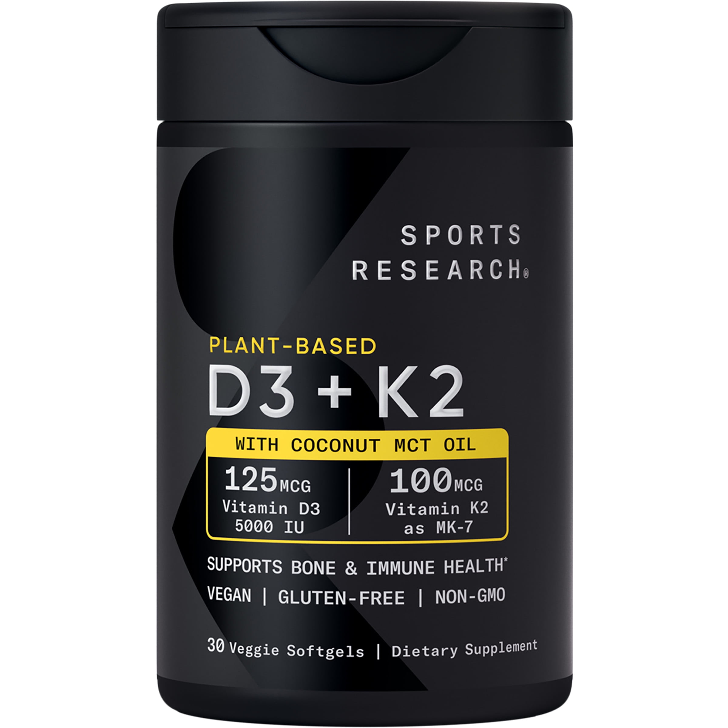 Sports Research Vitamin K2 MK7 Supplements, 100mcg, Coconut MCT