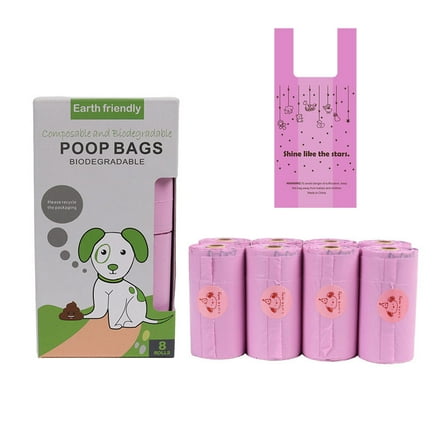 Dog Waste Bags with Handles, 8 Count (8 Pack)