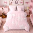 thumbnail image 3 of Erosebridal Pink White Cowgirl Horse Cactus Print Twin Bedding Sets, Western Theme Bedding Comforter Set for Girls, Pink Reversible 7 Pieces, 3 of 6