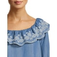 thumbnail image 2 of Time And Tru Women's Embroidered Top, 2 of 5