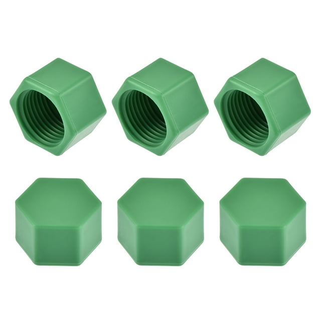 Unique Bargains G1/2 Pipe Fitting Cap, PPR Hex Female Thread Hose Connector with Gasket, Green 6Pcs