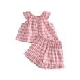 thumbnail image 2 of NAISIBABY Girl's Sets 2-Piece, Fashion Graphic Pleated Sleeveless Tops and Ruffles Shorts Summer Cute Outfits Clothes Pink 9-12Months, 2 of 3