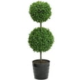 thumbnail image 4 of Admired By Nature 18" Faux Tabletop English Boxwood 2 Ball Topiary Plant in Pot, Green, 4 of 5