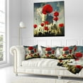 thumbnail image 3 of Designart Poppies on Thunderstorm Background - Floral Throw Pillow - 16x16, 3 of 5