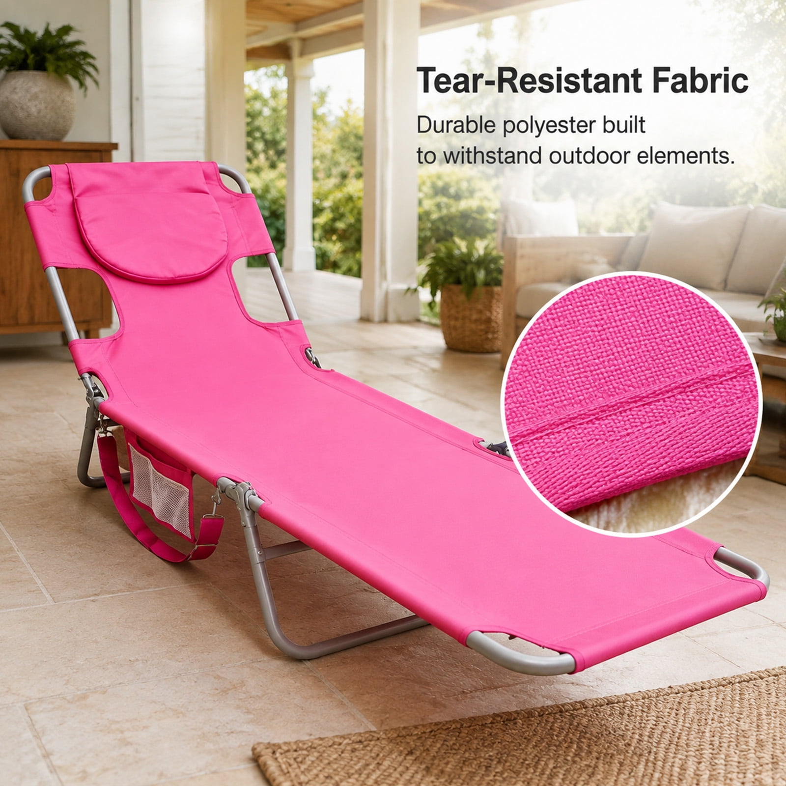 Alvantor Folding Lounge Chair 72"x22"Portable Reclining Lounger, Outdoor Relaxing Pool Tanning Chair, Lightweight Beach Recliner with Backpack Straps and Side Pockets