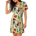 thumbnail image 2 of Fotbe Different Kind Of Guitars Bata de Dormir para Mujer con Estampado, Camisón de Algodón de Manga Corta, Ropa de Dormir Casual, 2 of 6