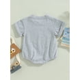 thumbnail image 4 of Qtinghua Infant Baby Boy Girl Short Sleeve Bubble Romper Oversized Romper Bodysuit One Piece Outfits Gray 0-6 Months, 4 of 8