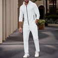 thumbnail image 4 of ibiyuan Men Leisure 2 Piece Outfits Long Sleeve Matching Outfits Casual Hoodie Pullover Tops Sweatshirt Pants Track Suits,White, 4 of 5