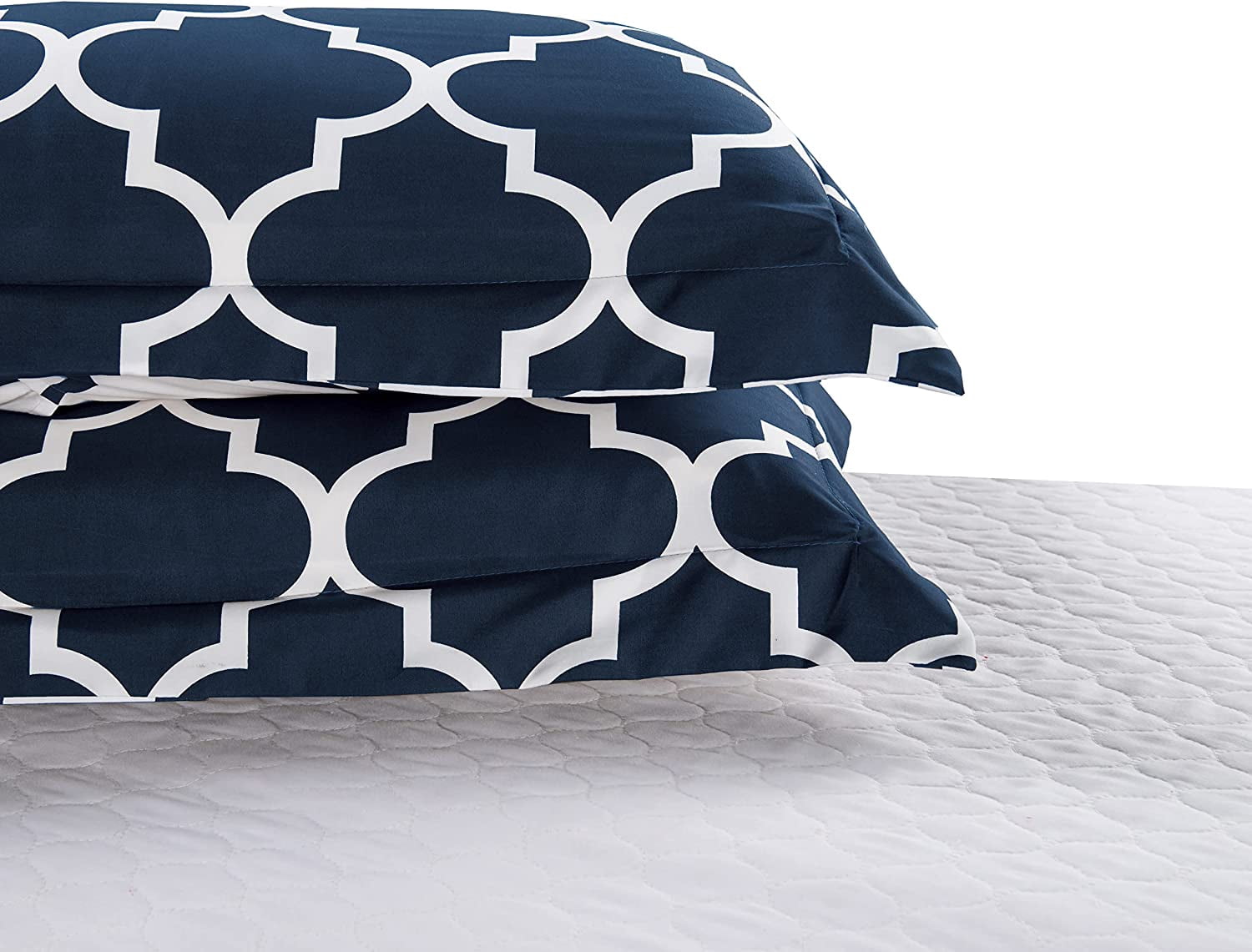 Elegant Comfort Super Soft Quatrefoil Comforter Pattern Down Alternative Reversible 3-Piece Comforter Set,King, Navy/White