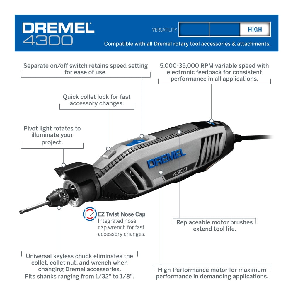 Dremel-4300-9/64 Variable Speed Rotary Tool  80596040468