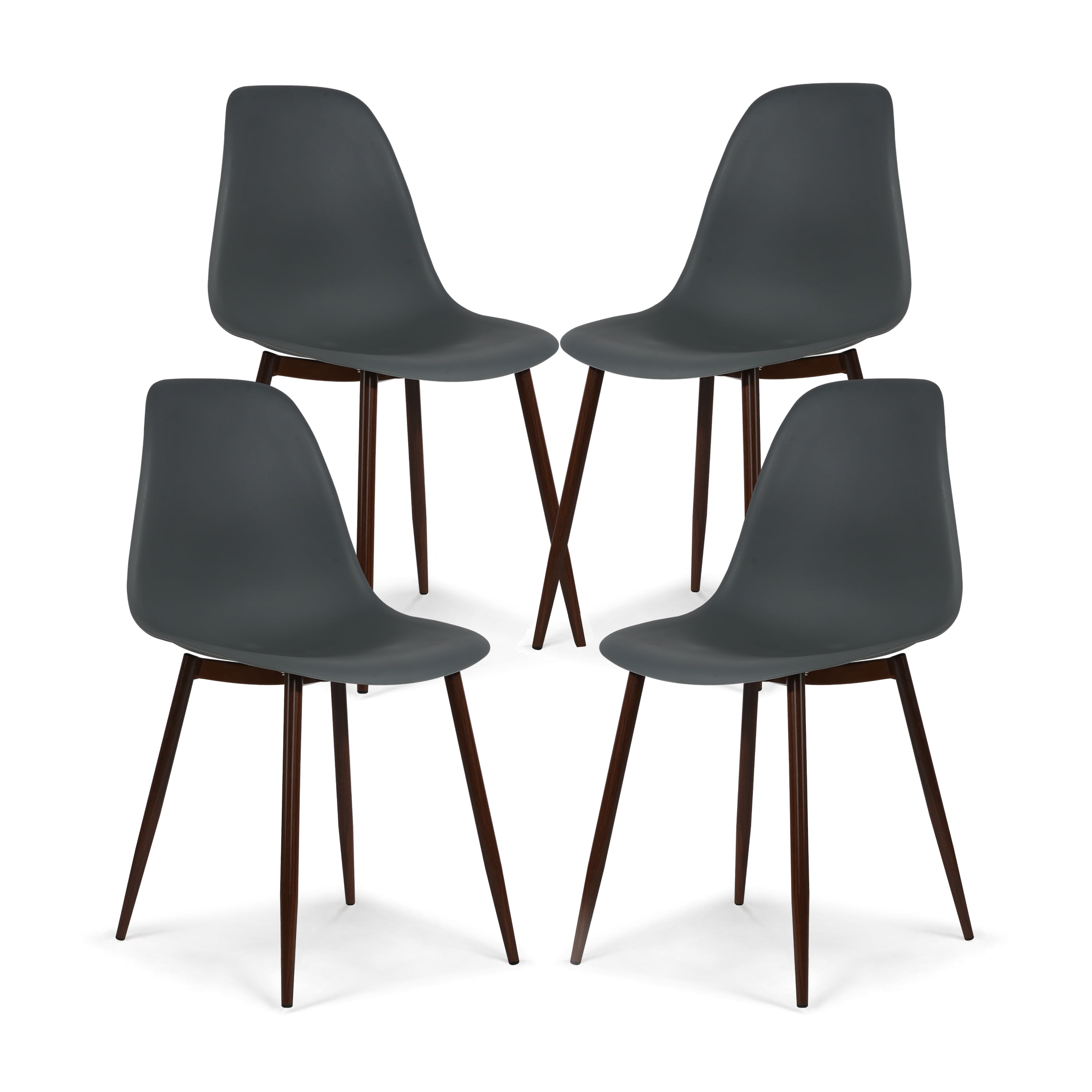 Edgemod Landon Sculpted Dining Chair in Smoke Gray (Set of 4) - Walmart.com