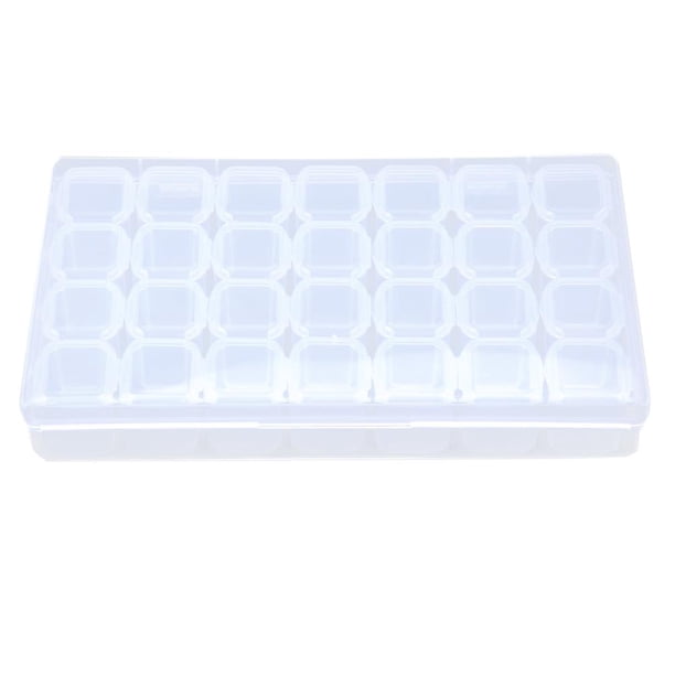 Caja Plástico para Almacenamiento Joyas Herramientas Uñas Transparentes Con 28 Ranuras Organizador Cuentas