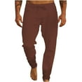 thumbnail image 2 of lmcalzta Pants for Men Drawstring Elastic Relaxed Fitted Fall Beach Trousers with Pockets Casual Vacation Lightweight Pants, 2 of 6