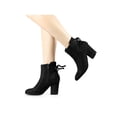 thumbnail image 7 of BLISSFUL STEP Women's Ankle Boots Block Heel Zipper Lace Up Boots Black 6, 7 of 7