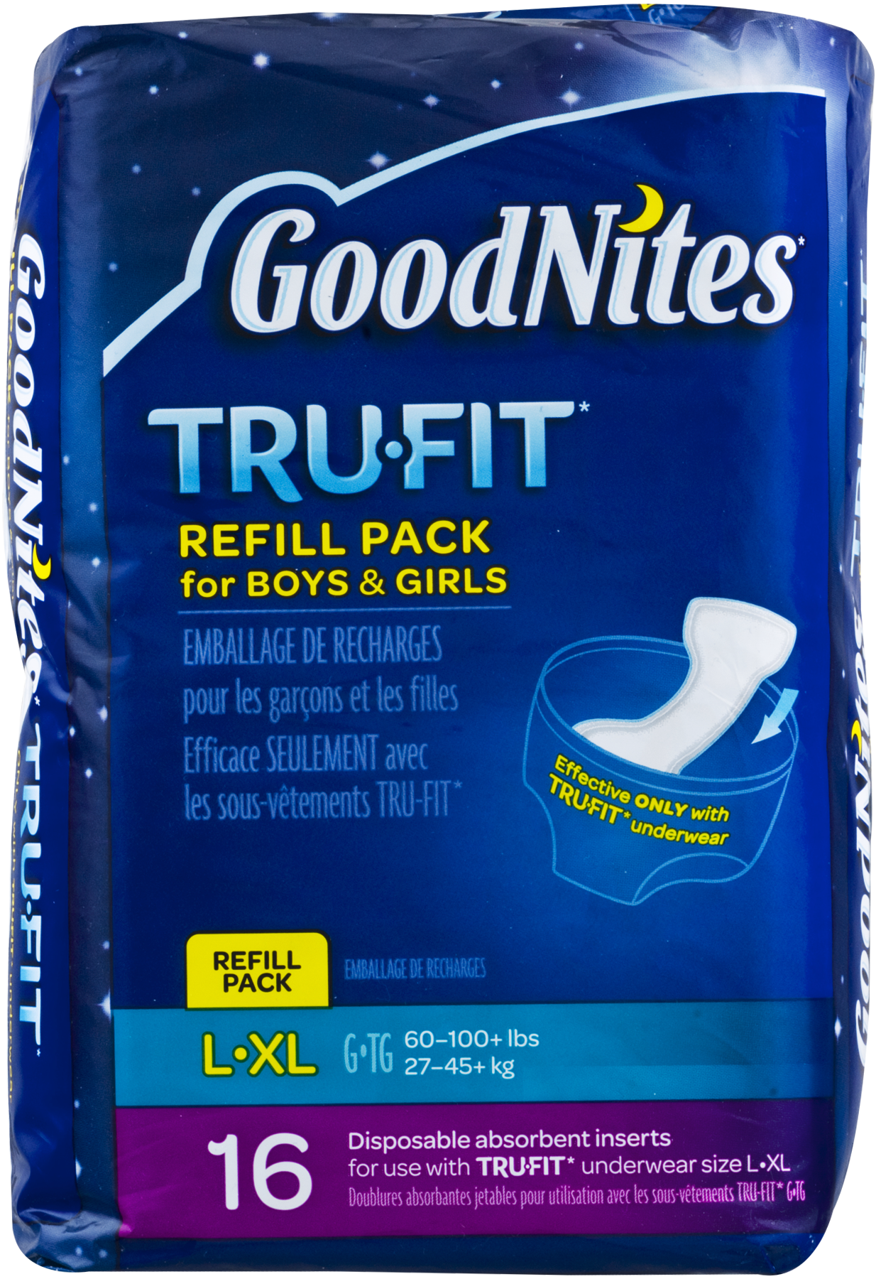 GoodNites TruFit Refill Pack Disposable Absorbent Inserts for Boys & Girls L/LX - 16 CT - image 3 of 13