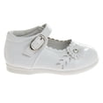 thumbnail image 2 of Josmo Toddler Girls Buckle Faux Leather Flat Heel Dress Shoes with Flower Detail - White Patent, 7, 2 of 8