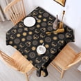 thumbnail image 2 of Black Gold Sun Moon Pattern Square Tablecloth,Waterproof Square Table Cover,Wipeable Spillproof Washable Table Cover for Home Kitchen Party Decor 52"x52"(132x132cm), 2 of 6