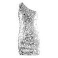 thumbnail image 4 of Women's Off Shoulder Dress Silver Sparkly Dress Formal Dress Sparkly Dresses for Women, 4 of 4